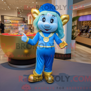 Sky Blue Pot Of Gold maskot...
