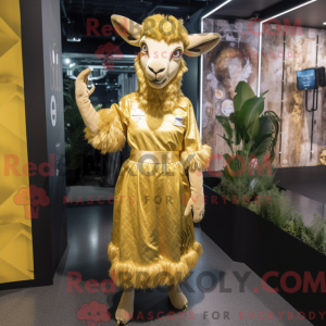 Gold Goat maskot drakt...