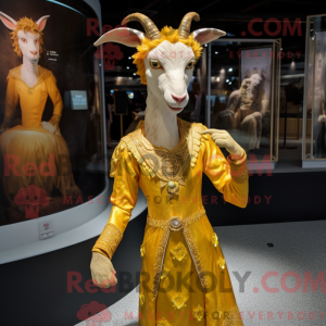 Gold Goat maskot drakt...