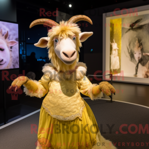Gold Goat maskot drakt...