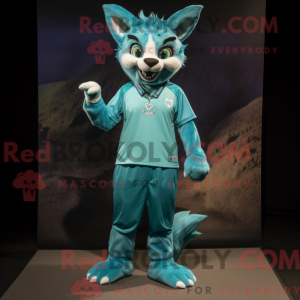 Turkis Lynx maskot kostume...
