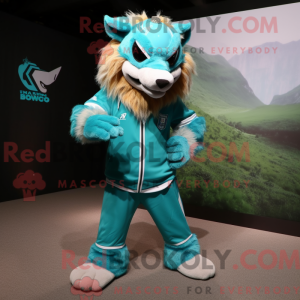 Turkis Lynx maskot kostume...