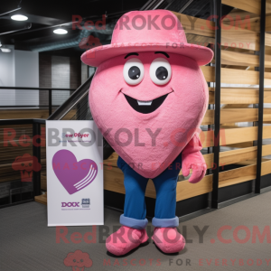 Rosa hjerte maskot kostyme...
