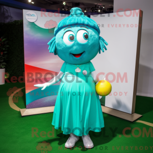 Turquoise Golf Ball mascot...