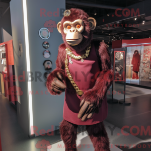Maroon chimpanse maskot...