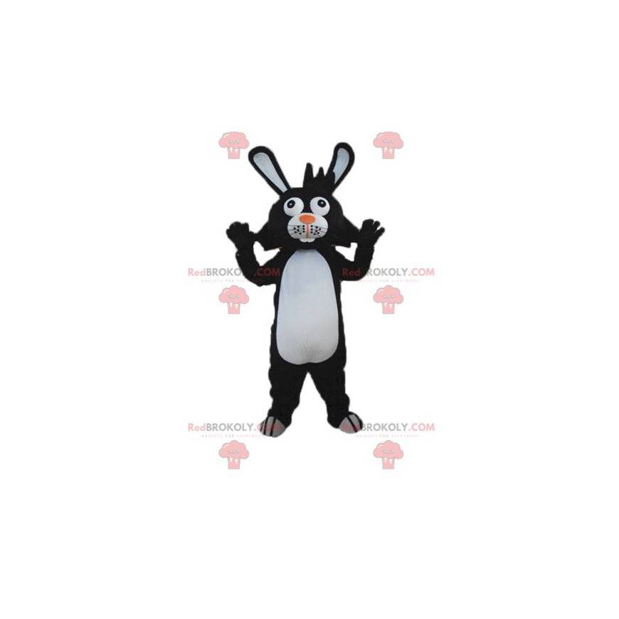 Czarno-biały królik maskotka z dużymi uszami - Redbrokoly.com