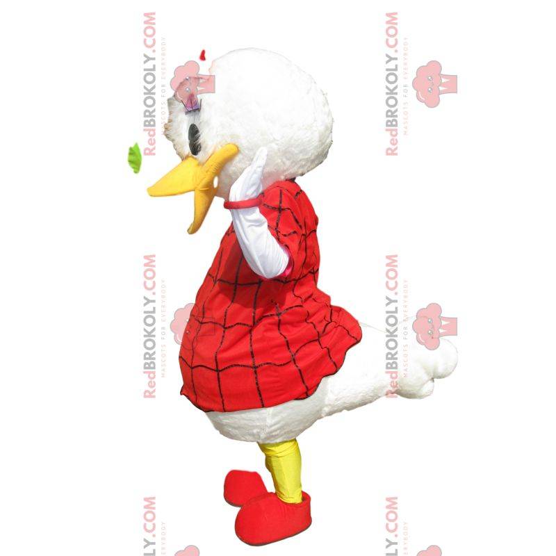 Mascotte de Daisy avec une robe rouge d'Halloween