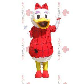 Mascotte de Daisy avec une robe rouge d'Halloween