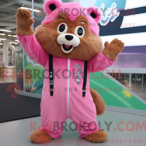 Pink Beaver mascottekostuum...