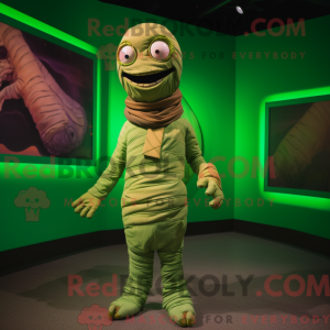 Green Mummy mascot costume...