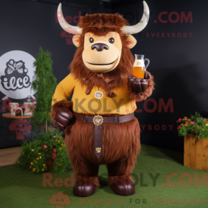 Brown Yak mascottekostuum...