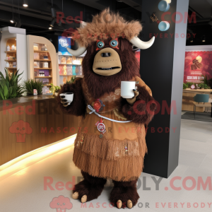 Brun Yak maskot kostume...