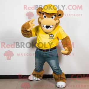 Gul bison-maskotdraktfigur...