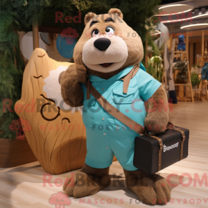 Cyan Beaver maskot kostume...