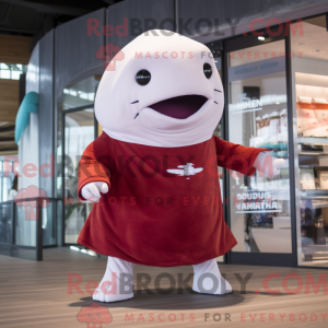 Maroon Beluga Whale maskot...