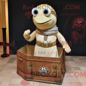Beige skattekiste maskot...