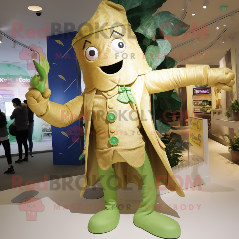 Gold Beanstalk mascot costume character dressed with a Sweater and Brooches Gold Beanstalk mascot costume character dressed with a Sweater and Brooches