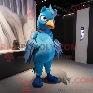 Cyan Fasan maskot kostume...