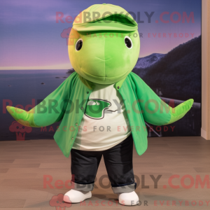 Green Humpback Whale mascot...
