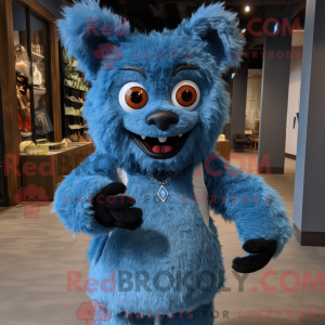 Blå men maskot kostyme...