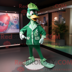 Grøn Swan maskot kostume...