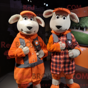 Orange Sheep mascot costume...