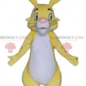 Hermosa mascota de conejo blanco y rosa amarillo -