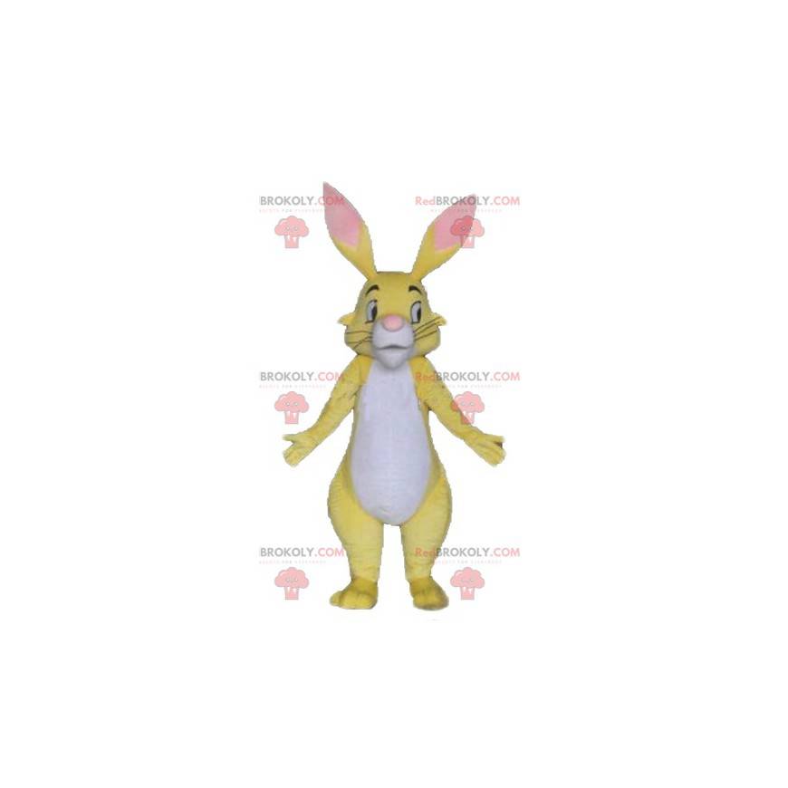 Hermosa mascota de conejo blanco y rosa amarillo -