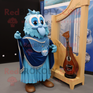Blue Celtic Harp maskot...