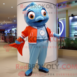 Himmelblå laks maskot...