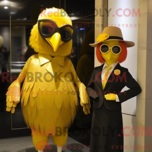 Gold Crow maskot kostume...