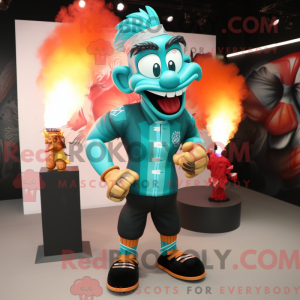 Teal Fire Eater Maskottchen...