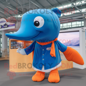 Orange Blue Whale maskot...