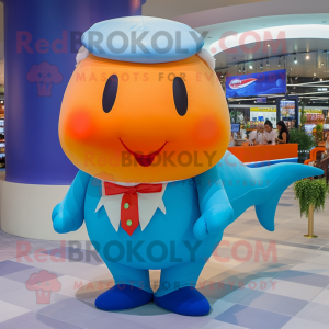 Orange Blue Whale maskot...