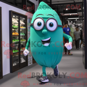 Turquoise Green Bean mascot...