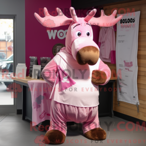 Pink Moose maskot kostume...