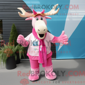 Pink Moose maskot kostume...