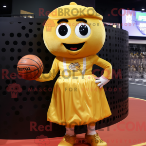 Gullbasketballmaskotdraktfi...