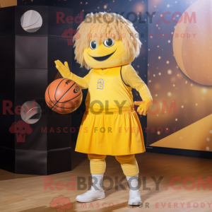 Gullbasketballballmaskotdra...