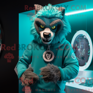 Turquoise Werewolf mascot...