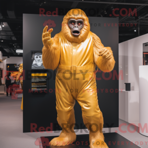 Fantasia de mascote de gorila dourado com macacão e luvas - Gorilas mascotes - REBROKO_311542 - RedBrokoly.com