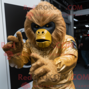 Fantasia de mascote de gorila dourado com macacão e luvas - Gorilas mascotes - REBROKO_311543 - RedBrokoly.com