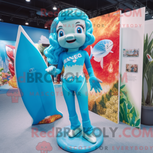 Sky Blue Mermaid mascot...