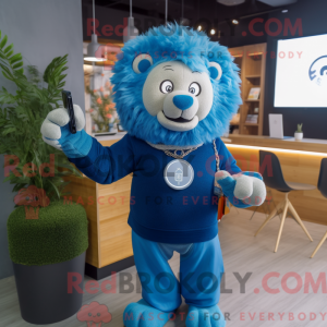 Blue Lion mascot costume...