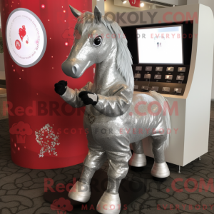 Silver Horse mascot costume...