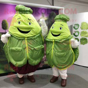 Olive Corned Beef And Cabbage mascot costume character dressed with a Raincoat and Belts