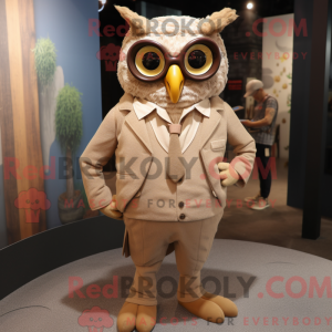 Tan Owl maskot kostym...