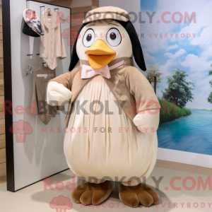 Beige Penguin maskot...