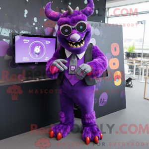 Purple Devil maskot kostume...