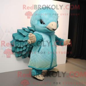 Cyan Pangolin Maskottchen...